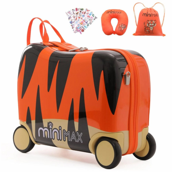 Dětský kufr Aerolite MiniMax Ride-On Tiger - Oranžová